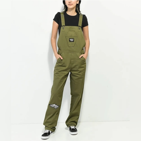 Lurking Class Pants - Terror Olive Green Overalls from Lurking Class by Sketchy Tank